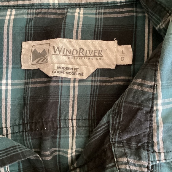 WindRiver plaid shirt Pearl snap modern fit lightweight size large - Picture 4 of 10